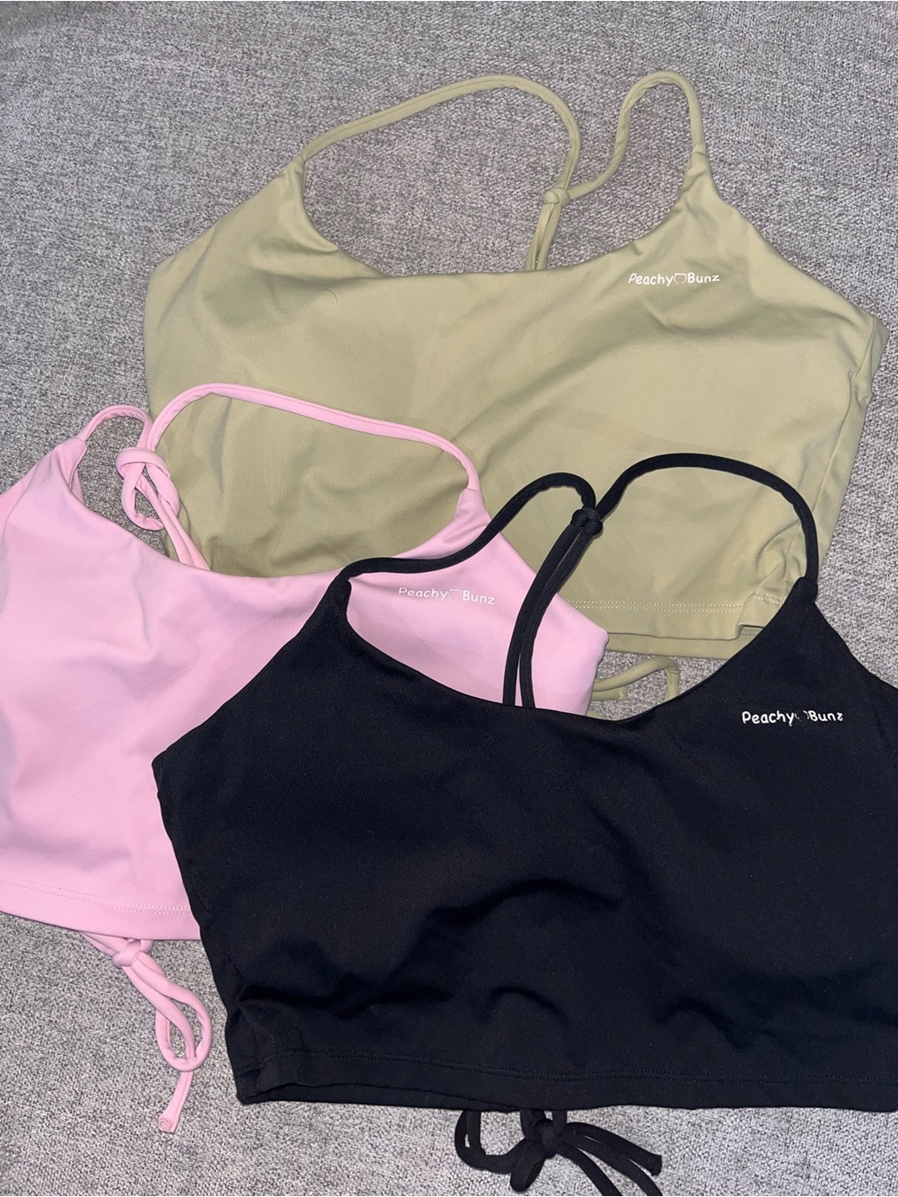 Peachy Bunz Women's Strappy Crop Top - Olive, Pink, Black